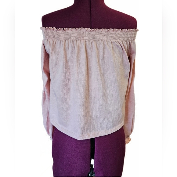 H&M Off-Shoulder Dusty Pink Cropped Blouse - Picture 7 of 14